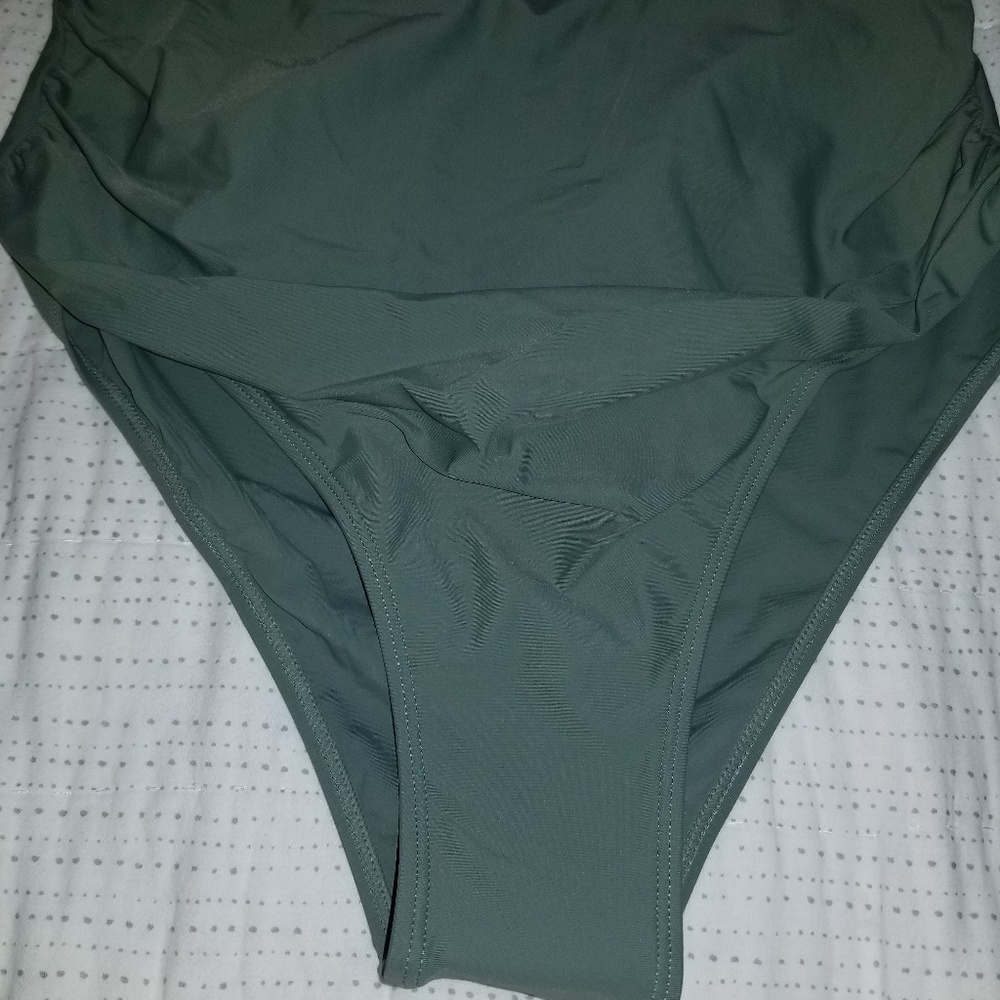 High waisted olive green bikini bottoms